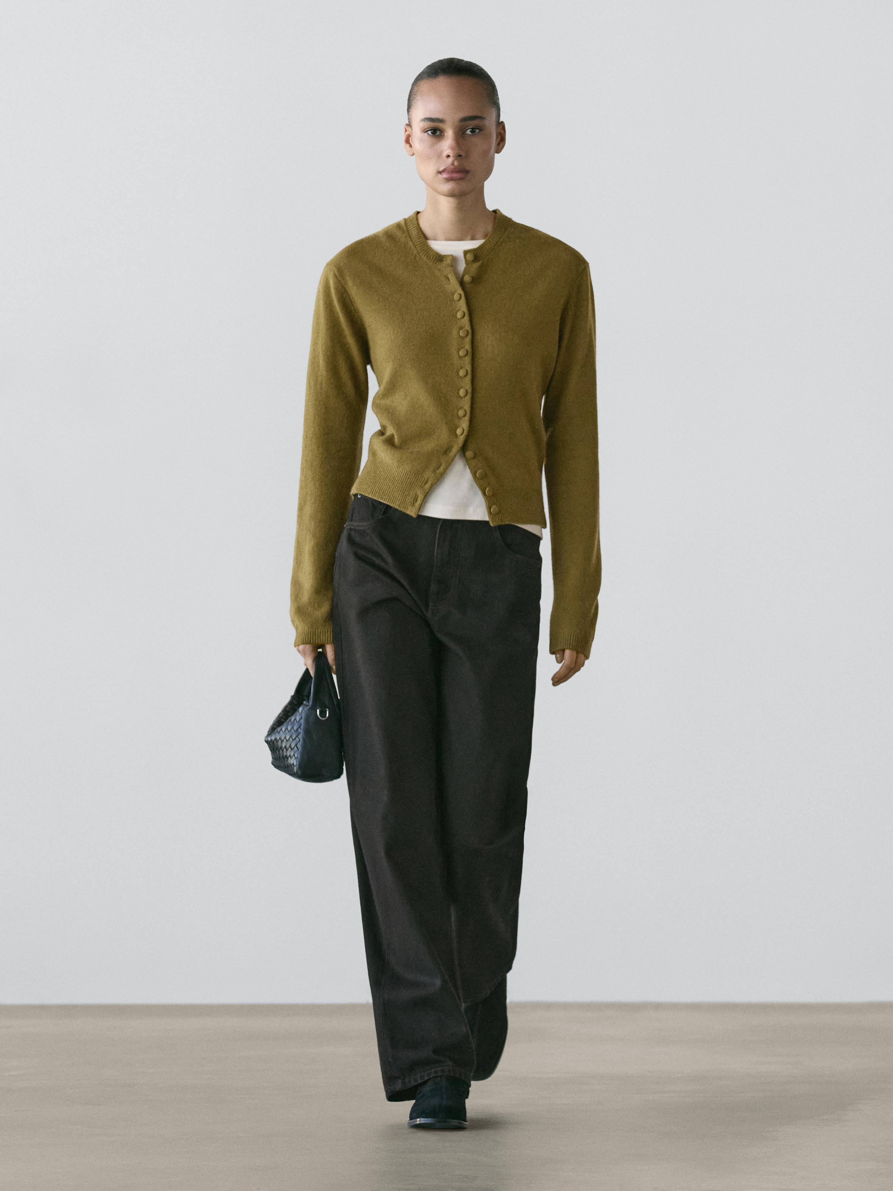 Cardigan 100 % laine avec boutons recouverts